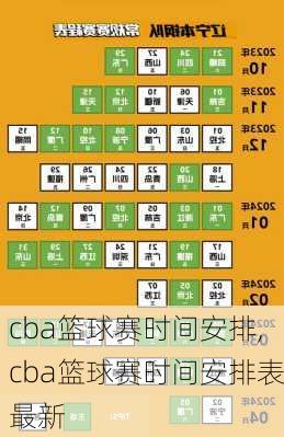 cba篮球赛时间安排,cba篮球赛时间安排表最新