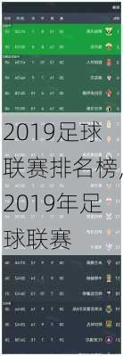 2019足球联赛排名榜,2019年足球联赛