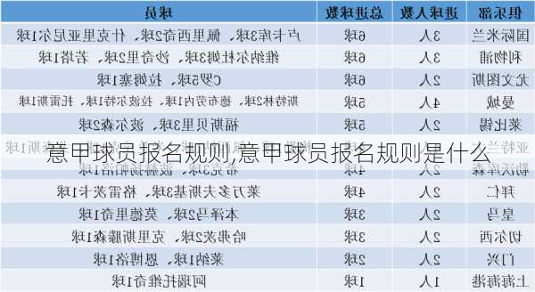 意甲球员报名规则,意甲球员报名规则是什么