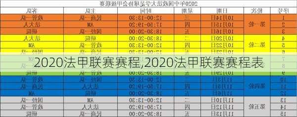 2020法甲联赛赛程,2020法甲联赛赛程表