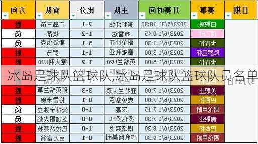 冰岛足球队篮球队,冰岛足球队篮球队员名单