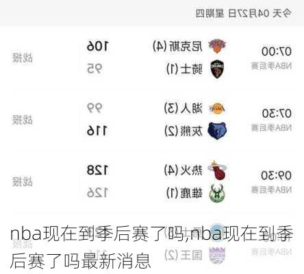 nba现在到季后赛了吗,nba现在到季后赛了吗最新消息