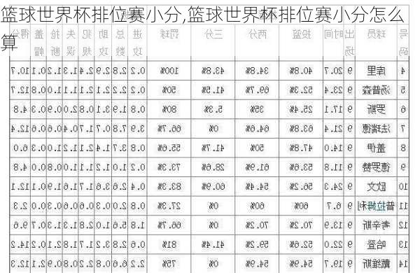 篮球世界杯排位赛小分,篮球世界杯排位赛小分怎么算