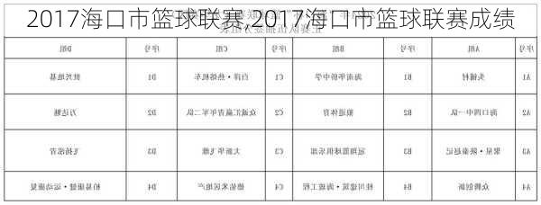 2017海口市篮球联赛,2017海口市篮球联赛成绩