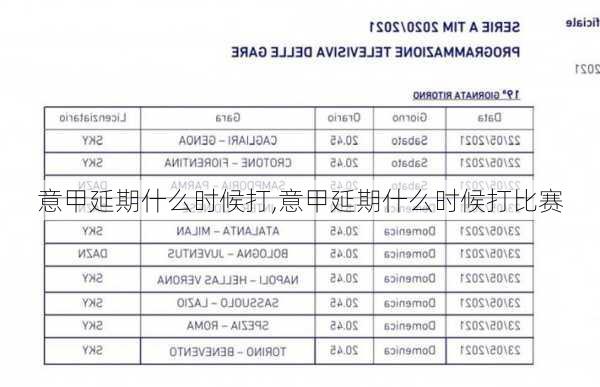 意甲延期什么时候打,意甲延期什么时候打比赛