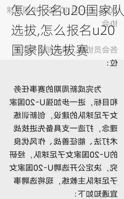 怎么报名u20国家队选拔,怎么报名u20国家队选拔赛