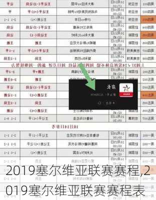 2019塞尔维亚联赛赛程,2019塞尔维亚联赛赛程表