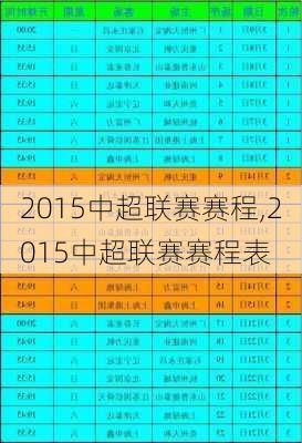 2015中超联赛赛程,2015中超联赛赛程表