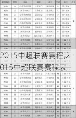 2015中超联赛赛程,2015中超联赛赛程表