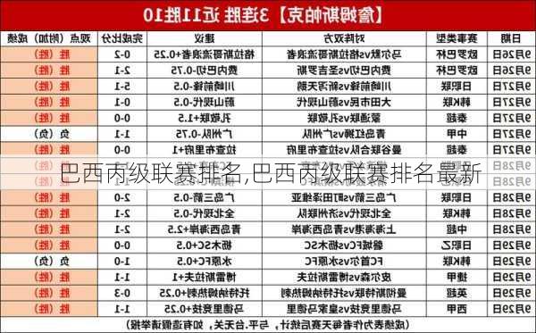 巴西丙级联赛排名,巴西丙级联赛排名最新