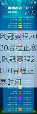 欧冠赛程2020赛程正赛,欧冠赛程2020赛程正赛时间