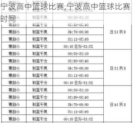 宁波高中篮球比赛,宁波高中篮球比赛时间