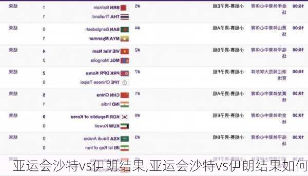 亚运会沙特vs伊朗结果,亚运会沙特vs伊朗结果如何