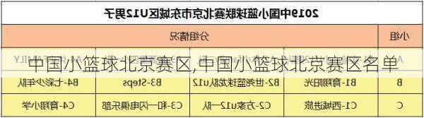 中国小篮球北京赛区,中国小篮球北京赛区名单