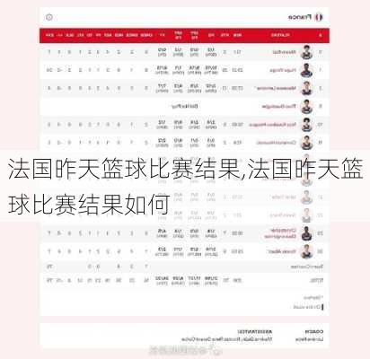 法国昨天篮球比赛结果,法国昨天篮球比赛结果如何