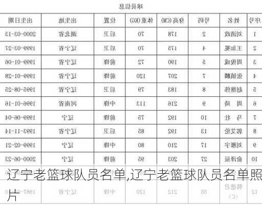 辽宁老篮球队员名单,辽宁老篮球队员名单照片