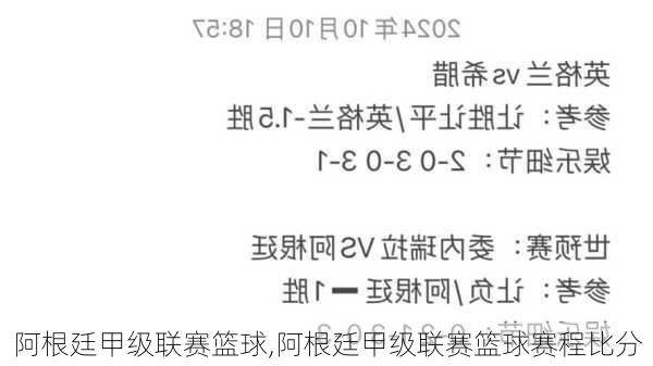 阿根廷甲级联赛篮球,阿根廷甲级联赛篮球赛程比分