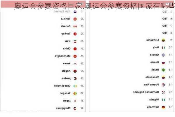 奥运会参赛资格国家,奥运会参赛资格国家有哪些