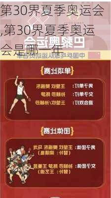 第30界夏季奥运会,第30界夏季奥运会是哪一年