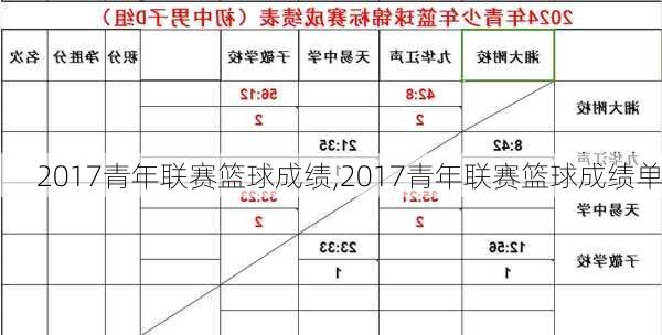 2017青年联赛篮球成绩,2017青年联赛篮球成绩单