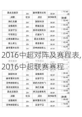 2016中超对阵及赛程表,2016中超联赛赛程