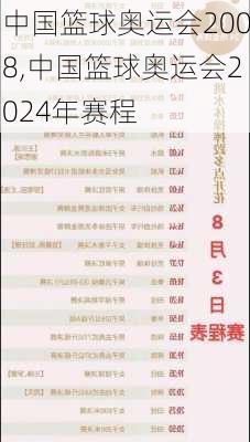 中国篮球奥运会2008,中国篮球奥运会2024年赛程