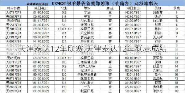 天津泰达12年联赛,天津泰达12年联赛成绩