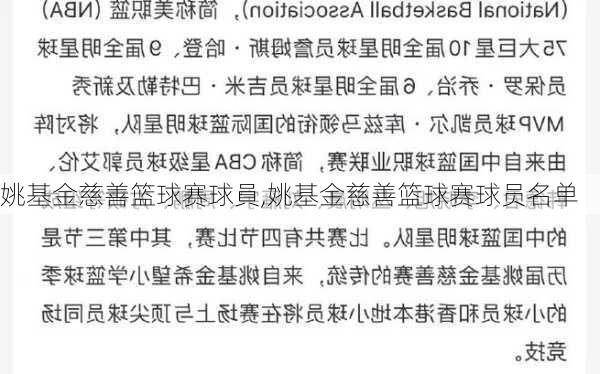 姚基金慈善篮球赛球員,姚基金慈善篮球赛球员名单