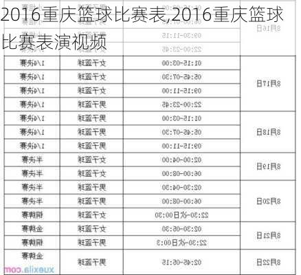 2016重庆篮球比赛表,2016重庆篮球比赛表演视频