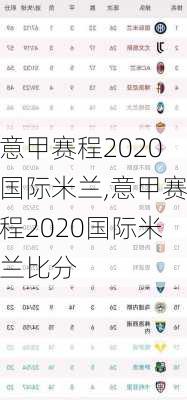 意甲赛程2020国际米兰,意甲赛程2020国际米兰比分