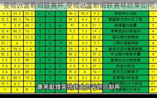 曼城vs富勒姆联赛杯,曼城vs富勒姆联赛杯结果如何