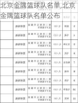 北京金隅篮球队名单,北京金隅篮球队名单公布