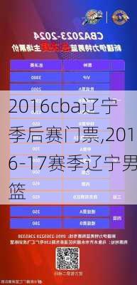 2016cba辽宁季后赛门票,2016-17赛季辽宁男篮