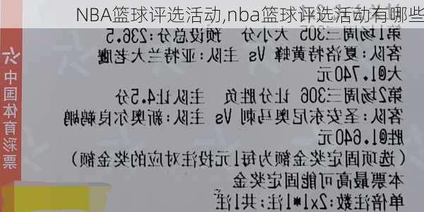 NBA篮球评选活动,nba篮球评选活动有哪些