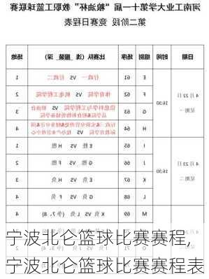 宁波北仑篮球比赛赛程,宁波北仑篮球比赛赛程表