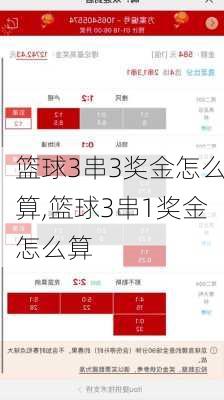 篮球3串3奖金怎么算,篮球3串1奖金怎么算