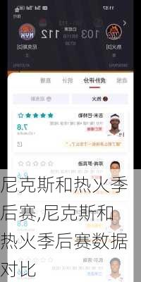 尼克斯和热火季后赛,尼克斯和热火季后赛数据对比