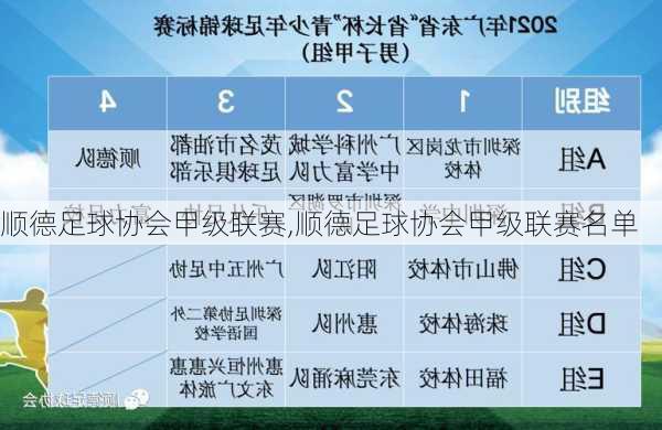 顺德足球协会甲级联赛,顺德足球协会甲级联赛名单