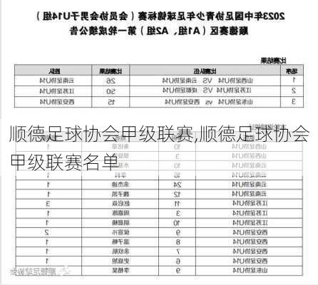 顺德足球协会甲级联赛,顺德足球协会甲级联赛名单