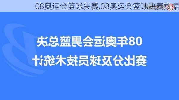 08奥运会篮球决赛,08奥运会篮球决赛数据