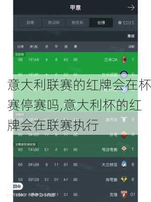 意大利联赛的红牌会在杯赛停赛吗,意大利杯的红牌会在联赛执行