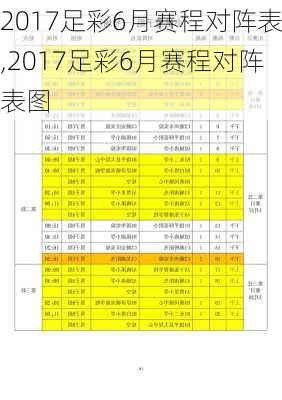 2017足彩6月赛程对阵表,2017足彩6月赛程对阵表图