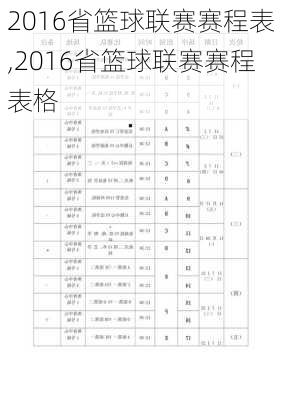 2016省篮球联赛赛程表,2016省篮球联赛赛程表格