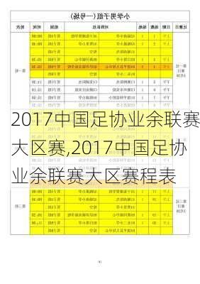 2017中国足协业余联赛大区赛,2017中国足协业余联赛大区赛程表