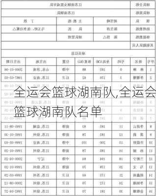 全运会篮球湖南队,全运会篮球湖南队名单