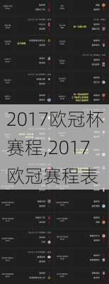 2017欧冠杯赛程,2017欧冠赛程表