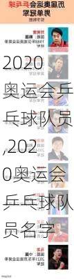 2020奥运会乒乓球队员,2020奥运会乒乓球队员名字