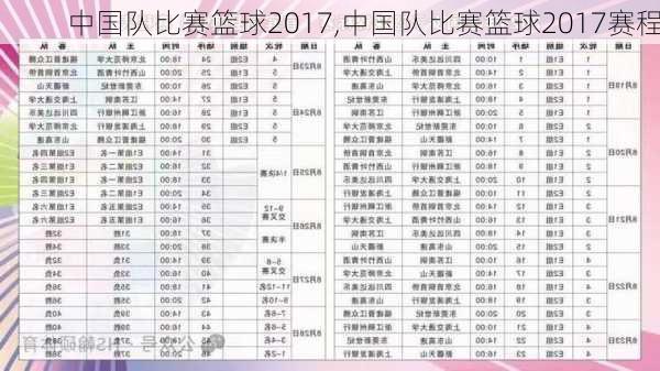 中国队比赛篮球2017,中国队比赛篮球2017赛程