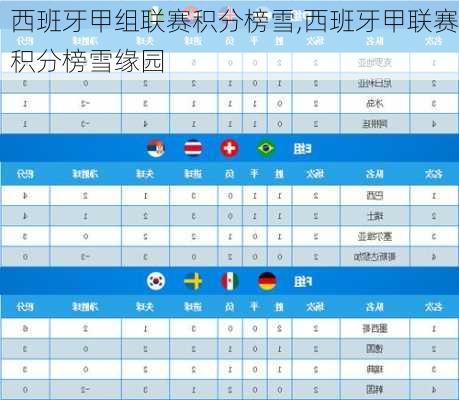 西班牙甲组联赛积分榜雪,西班牙甲联赛积分榜雪缘园