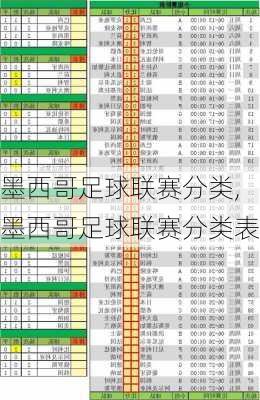 墨西哥足球联赛分类,墨西哥足球联赛分类表